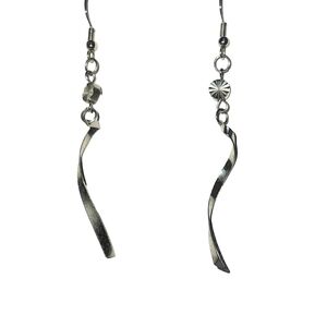 Silver-tone 3 Inch Spiral Twist Dangle Pierced Earrings